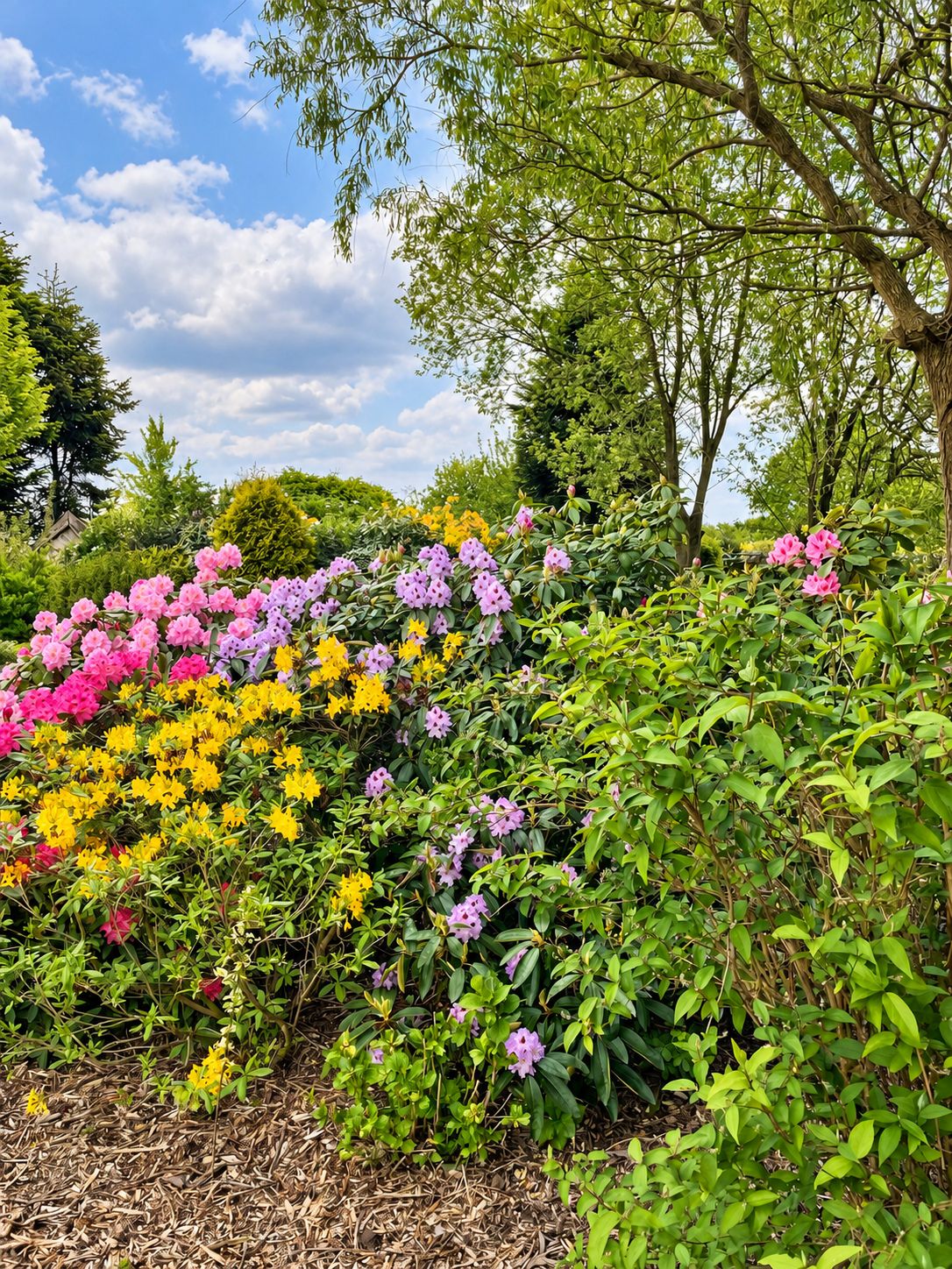 Blühender Rhododendron im Garten vom Hof Moorblick