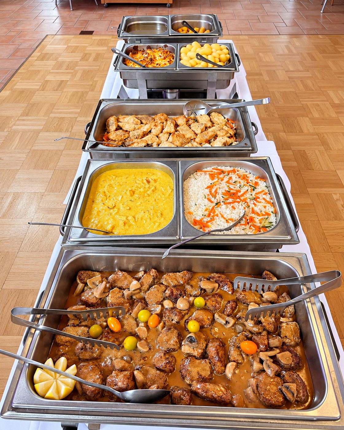 Warmes Buffet mit Chafing Dishes bei Meta in Hesel